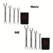 Flare Nut Wrench Fully Polished Metric MM & SAE Brake Line Spaner with Pouch