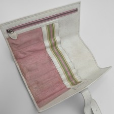 Aspinal of London Case Leather Makeup Brush Holder Travel Roll Case White Pink