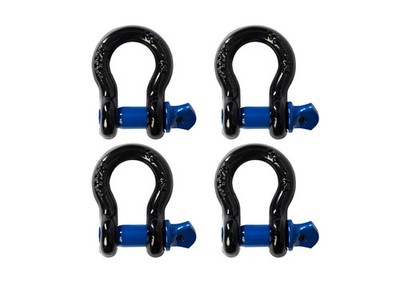 4x 1/2'' Black Bow Shackle w Blue Clevis Screw Pin Anchor 2 TON 4400 lbs capacity