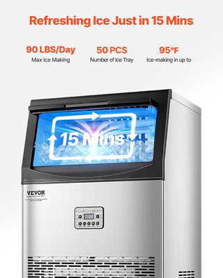Commercial Ice Maker Freestanding Cabinet Machine 90lbs/24H 50 Ice Cubes