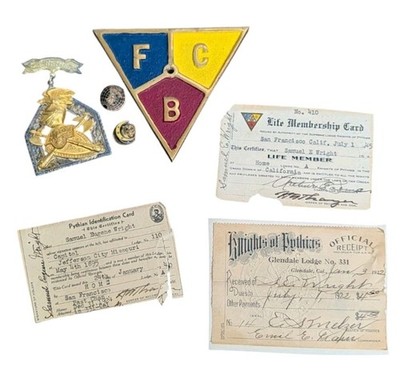 Knights Of Pythias Lot FCB Sterling Lodge Medal Pins and Membership Cards N