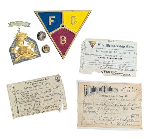 Knights Of Pythias Lot FCB Sterling Lodge Medal Pins and Membership Cards N