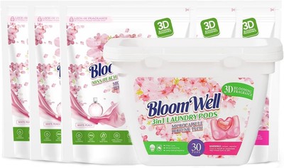 BloomWell Laundry Detergent Tablets, Concentrated Laundry Detergent Capsules,...