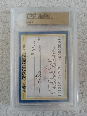 Bob Gibson / Enos Slaughter 2018 Leaf History of Baseball Dual Autos #/20 HOFers