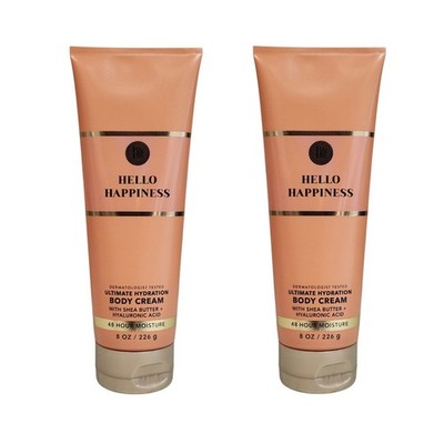 2 NEW Bath & Body Works Hello Happiness Ultimate Hydration Body Cream, 8 oz