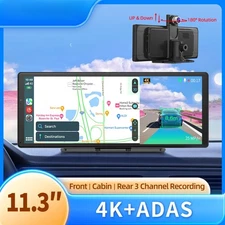 11.3"H60 Pro Dashcam 4K ADAS Wireless CarPlay & Android Auto 3 Channel Recording