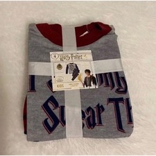 Harry Potter Pajama Set Kids Size 4 Gray Navy New Marauder's Map 2pc Fleece PJs