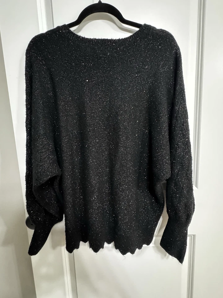 ☆ Suéter Pullover Tejido Manga Larga Elle Para Mujer Talla XXL Negro Lentejuelas Foto 2 de 4