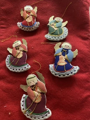 Ensemble De Décorations Vintage Sapin Noel Anges Musiciens À Suspendre - Photo 1/4