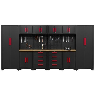 12Pcs Workshop Cabinet Set Steel Garage Storage Cabinet/ Locking System Tool Box
