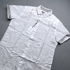 Robert Graham Borsi White Linen Short Sleeve Shirt Small Classic Fit NWT