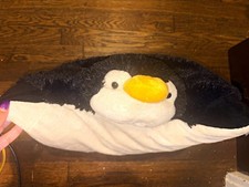 Pillow Pets Plush Penguin Pillow Bed, Black White, Machine Washable