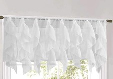 Rooney Sheer Voile Ruffled Curtain Panels 50"W x 16"L Pack of 1 , White