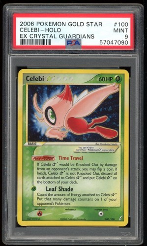 Celebi Gold Star 100/100 PSA 9 Crystal Guardians Pokemon Card Game