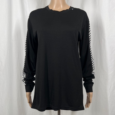 Helly Hansen Men's Large Black White HH LIFA Stripe Long Sleeve Crew Base Layer