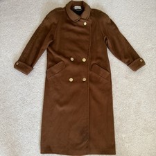 Vintage brown wool long jacket M/L Ashley Scott 100 wool womens overcoat