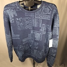 NWT Guess Los Angeles Men Medium Bandana Patchwork Crewneck Sweatshirt Blue M