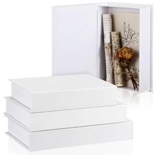 3 Pcs Fake Book Box Neutral Linen Book Box Decorative Faux Prop Storage for F...