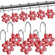 12 Pcs Christmas Winter Snowflake Shower Curtain Hooks 2 Styles Snowflakes Cu...