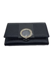 BVLGARI Key Case Leather BLK Men's