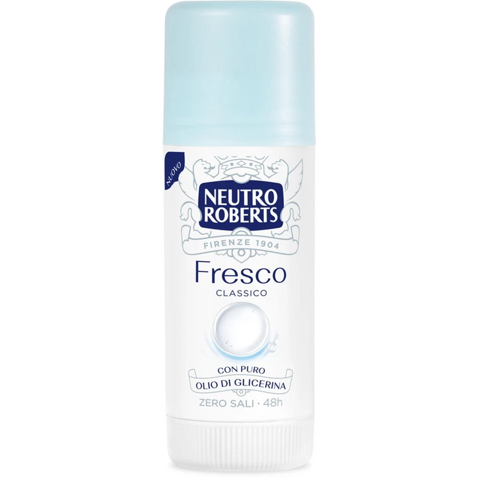 12pz Neutro Roberts Stick Deodorante Corpo Fresco Classico 40ml zero Sali 48h - Immagine 2 di 3