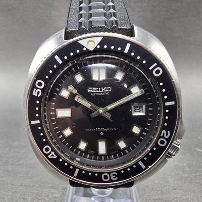 Seiko Captain Willard Dive Watch Men 44mm Black Dial Steel Date 6105-8110 Works