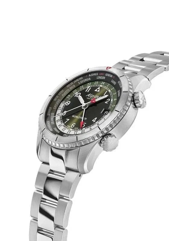 Alpina Startimer Pilot Worldtimer Stainless  Swiss Quartz Men AL-255GR4S26B NEW - Image 2 of 4