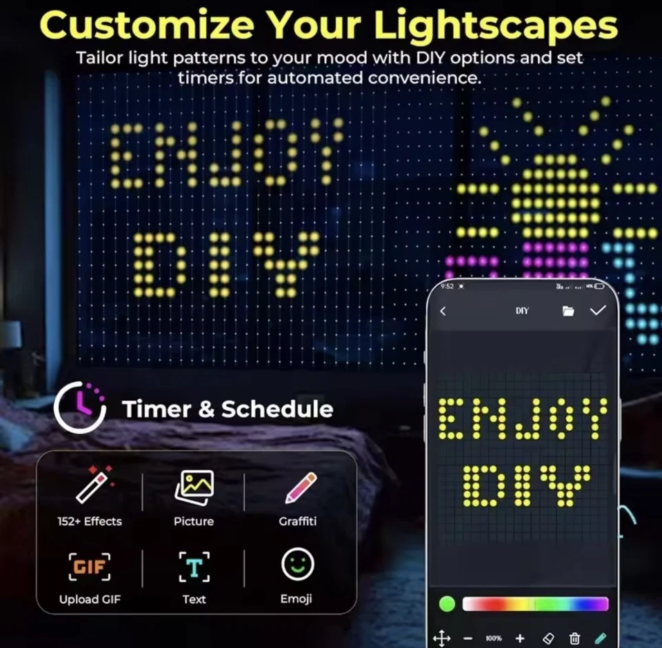 LUCI PER ESTERNO LUMINOSE SMART LED 3M APP BLUETOOTH GGB NATALE ESTERNO IP65 DIY - Immagine 4 di 4