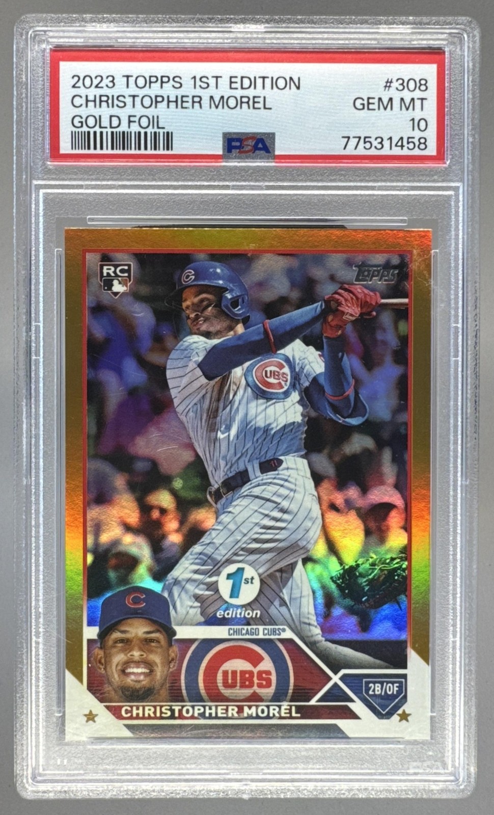 2023 Topps 1st Edition #308 Christopher Morel RC Gold Foil PSA 10 77531458