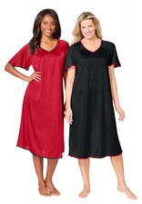 Only Necessities Plus Size 2-Pack Short Silky Gown