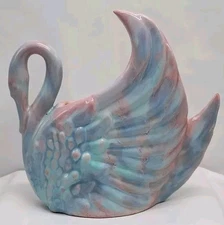 VTG 40S ROYAL HAEGER BY HICKMAN PASTEL BLUE MAUVE AGATE LUSTERWARE PLANTER VASE 