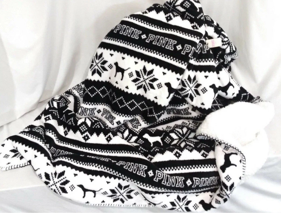 Victoria’s Secret PINK Sherpa Blanket Super Soft Plush Throw 50x60 Cozy Gift - Image 2 of 4