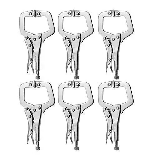 6 Pack Heavy Duty C-Clamp Locking Pliers Set 6” C-Clamps with Swivel Pads for... - Picture 1 of 6