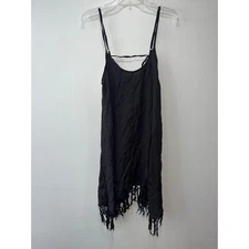 Raviya Solid Fringed Cover-up - Black Size Medium