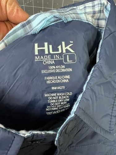 Huk Men's Tarpon Quilted Insulated Lined Shacket Jacket Sz L Blue NEW~~ - Picture 5 of 7