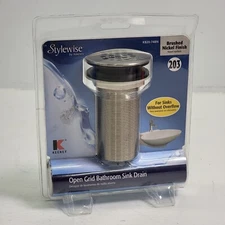 KEENEY 1-1/4 in. Open Grid Bathroom Sink Drain without Overflow, Brushed Nickel