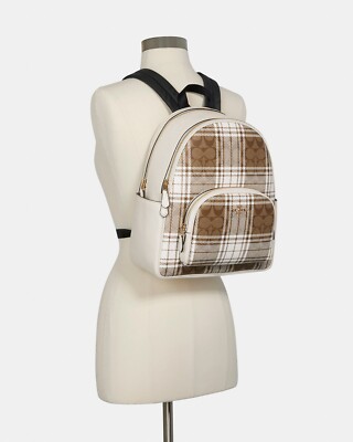 COACH 41 チェック柄リュック Coach Court Backpack In Signature Canvas With Hunting Fishing