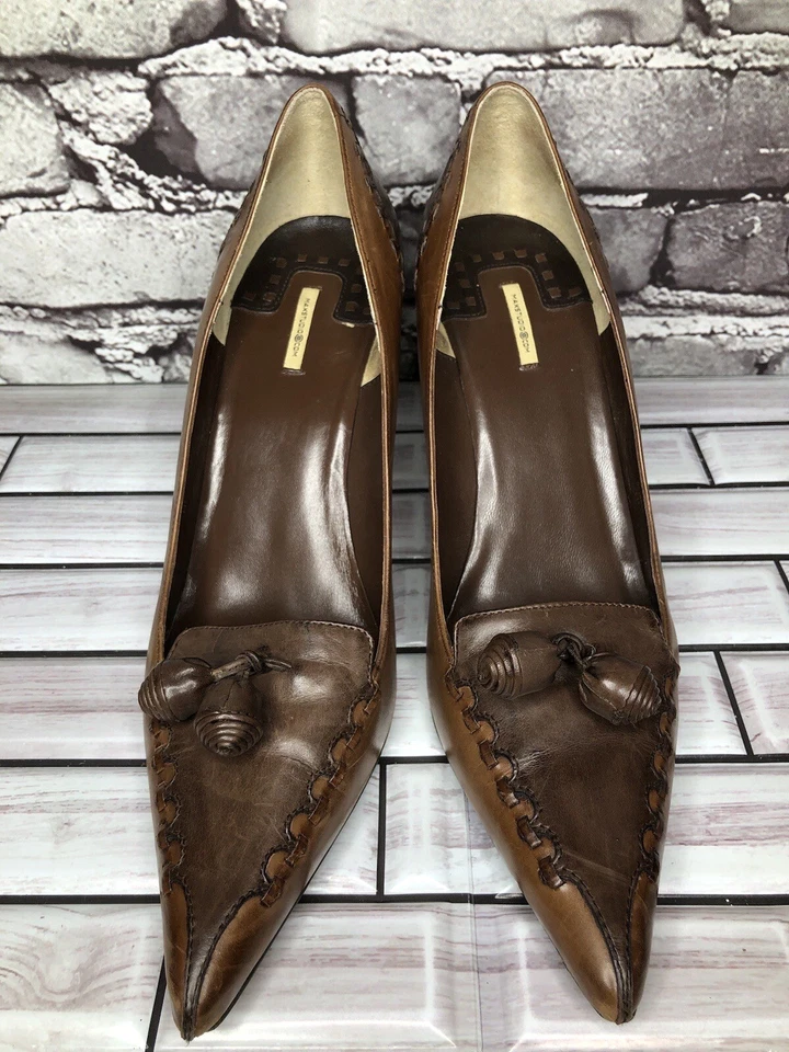 Max Studio Quibble Cuero Marrón Borla Punta Tacones Altos Mujer Talla 8.5M EE. UU./39EU Foto 4 de 4