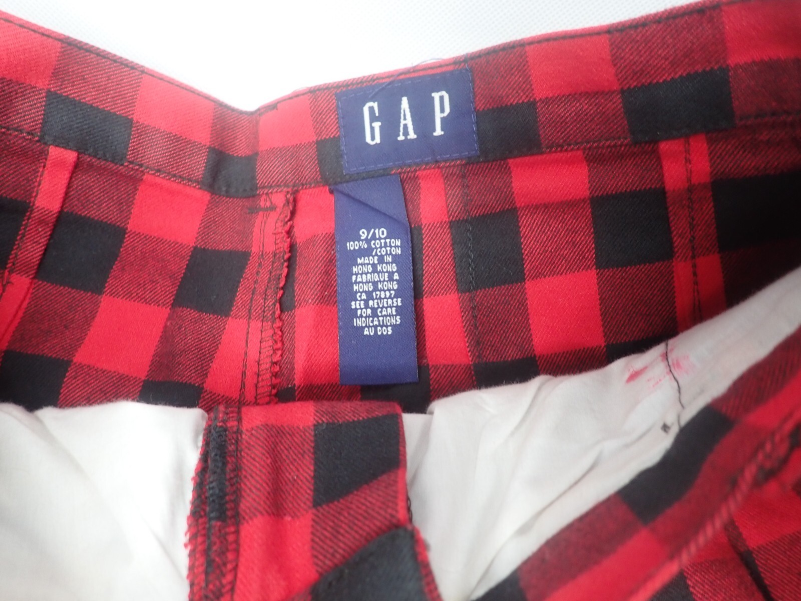 Vintage Gap High Waist Women Bermuda Shorts Red Black Plaid 9/10 Cotton