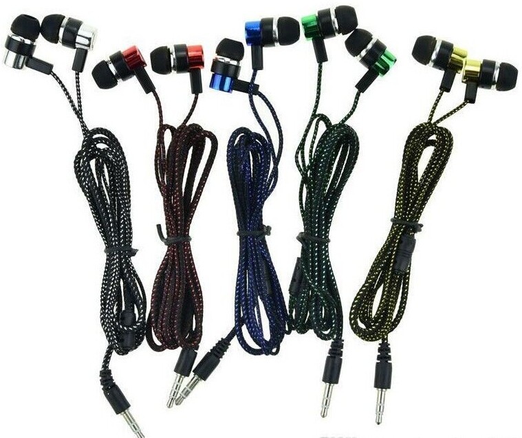 Braided Headphones Earphones Wired Earbuds Jack Cheap Red