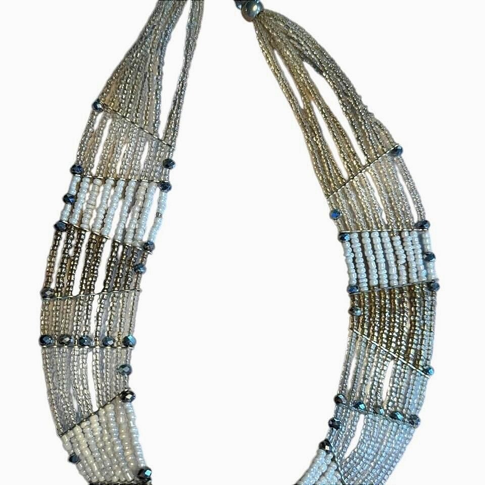 Beaded Necklace Multi Strand Statement Costume Ch… - image 1