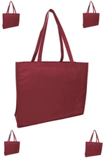 5 Jumbo Size Grocery Tote Shopping Bag Maroon Reusable Eco Friendly Large Bags