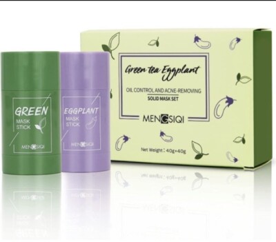 Green Tea/Eggplant Purifying Clay Stick Mask,Face Moisturizes Oil Control, Deep