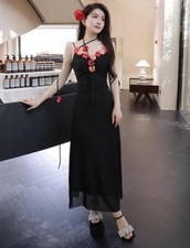 Women's 2024 Socialite Temperament Grace Mesh Floral Slim Fit Sling Long Dress 