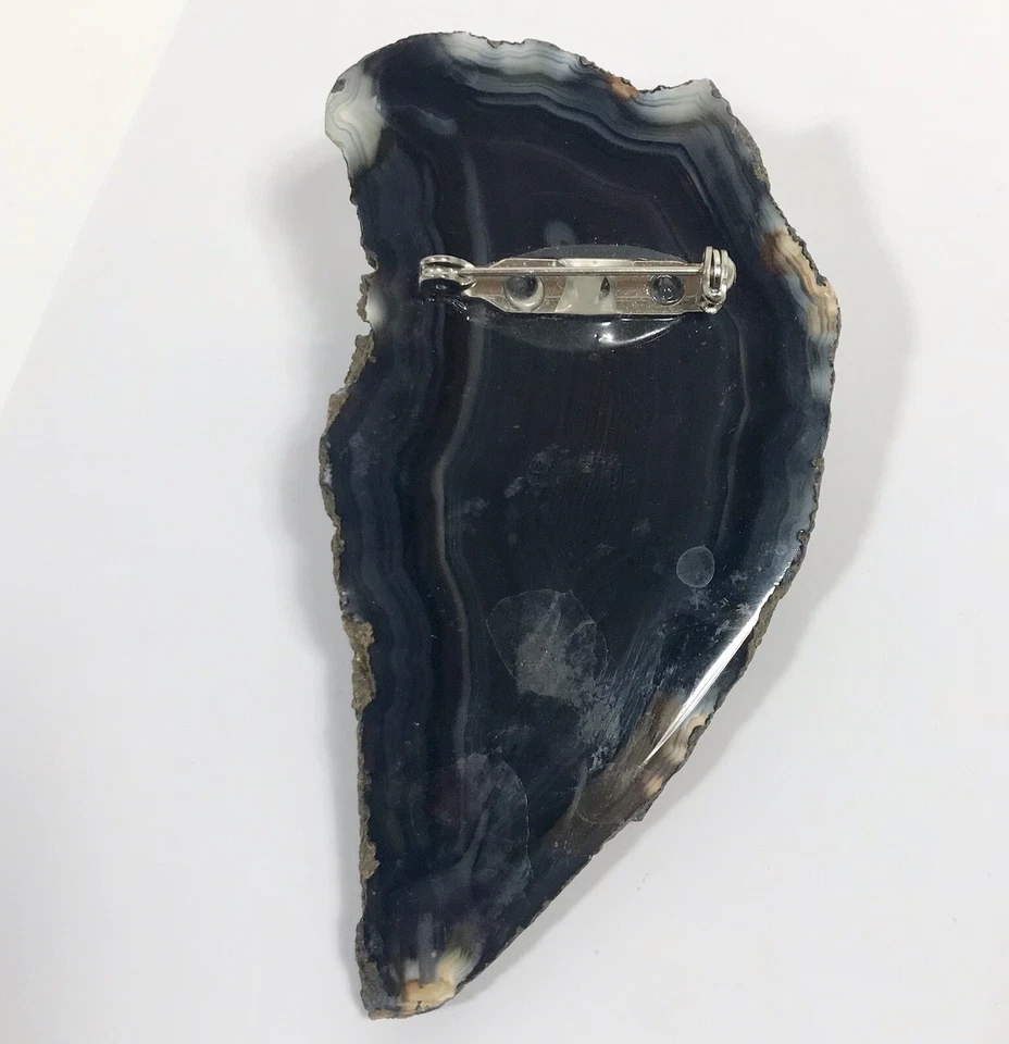Broche de ágata broche rebanada de geoda natural azul 3,5” piedra central estilo suroeste Foto 2 de 4