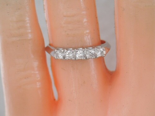 VINTAGE ART DECO 10% IRIDIUM PLATINUM 5 DIAMOND BAND RING sz 5 3/4 - Picture 9 of 9