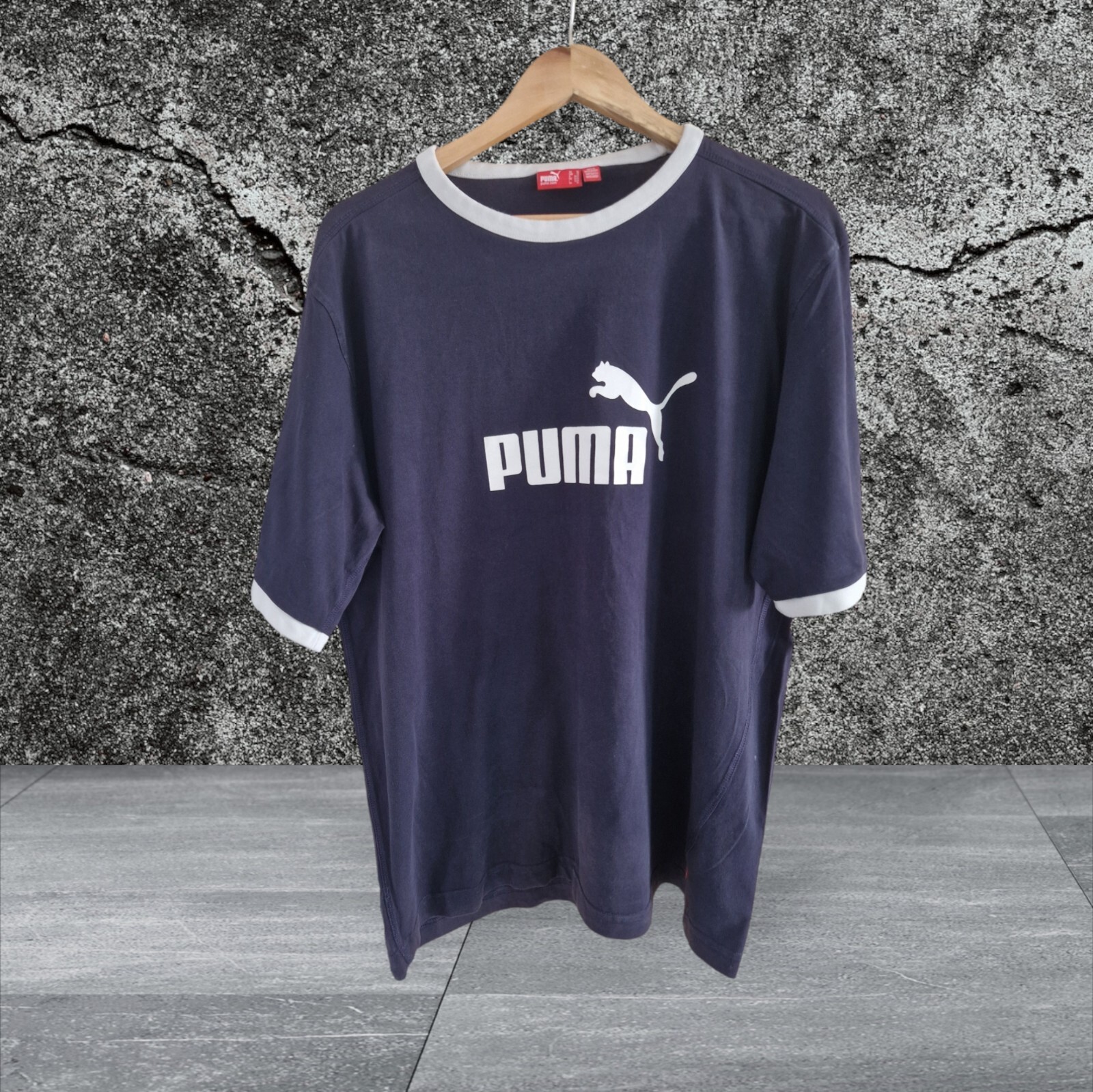 Puma Men Big Logo Navy Cotton Short Sleeve T-Shirt XL