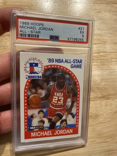 Michael Jordan PSA 5 Card 1989 Hoops #21 Chicago Bull FIGHT INFLATION Last Dance