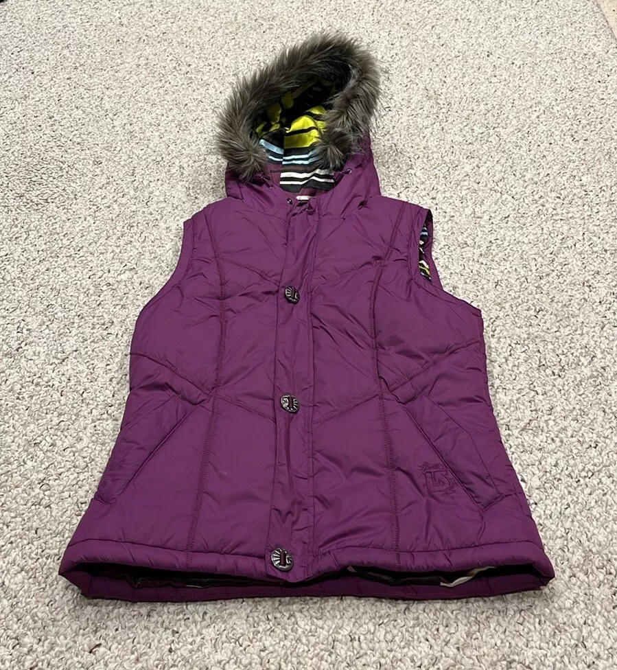 burton sly puffer dry ride fur hooded zip weathergear jacket