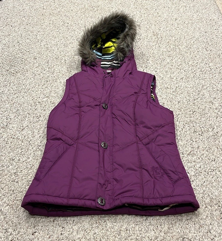 burton sly puffer dry ride fur hooded zip weathergear jacket